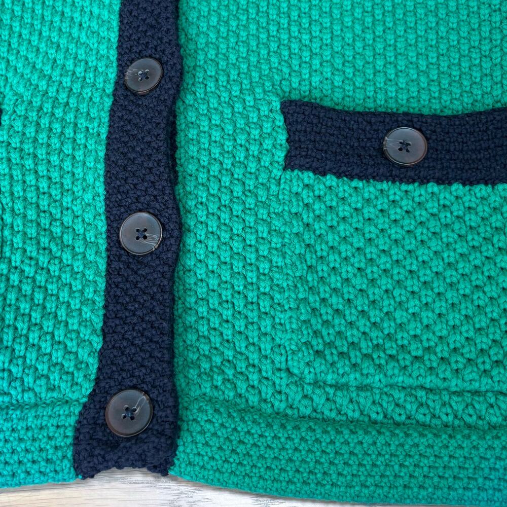 Boden Libby Cotton Knit Jacket Buttoned Cardigan Green Navy Women Size 8 - Picture 4 of 8